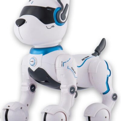 Top Race Programmable Robotic Dog Toy - Remote Control Pet with Touch Function, Voice Control for Kids 5-7 - Rechargeable Smart Animal Toy