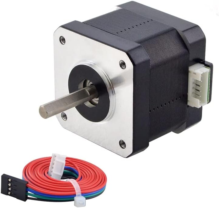 STEPPERONLINE Nema 17 Stepper Motor Bipolar 1.5A 42Ncm 42x42x38mm 1.8deg 4 Wires with 1m Cable and Connector (1 Pack)