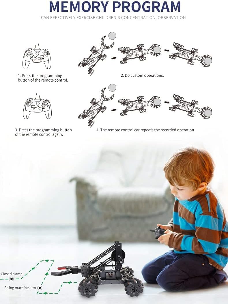 Smart Robot Arm Kit,2-in 1 Science Kits with 4-DOF Robotic Car,Electronic Programming DIY Toy for Kids Ages 8+,Promotes STEM Interest in Science,Technology,Best Birthday Gifts for Boys/Girls. - Image 3