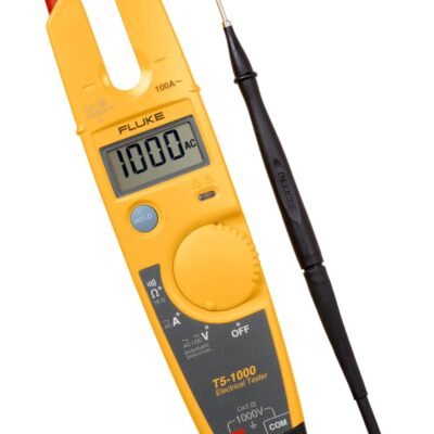 Fluke T5-1000 Voltage, Continuity and Current Tester, OpenJaw Design For Current Measurements Without Metallic Contact, Includes Detachable Slim Reach Probe Tips, Auto Selects AC or DC Voltage