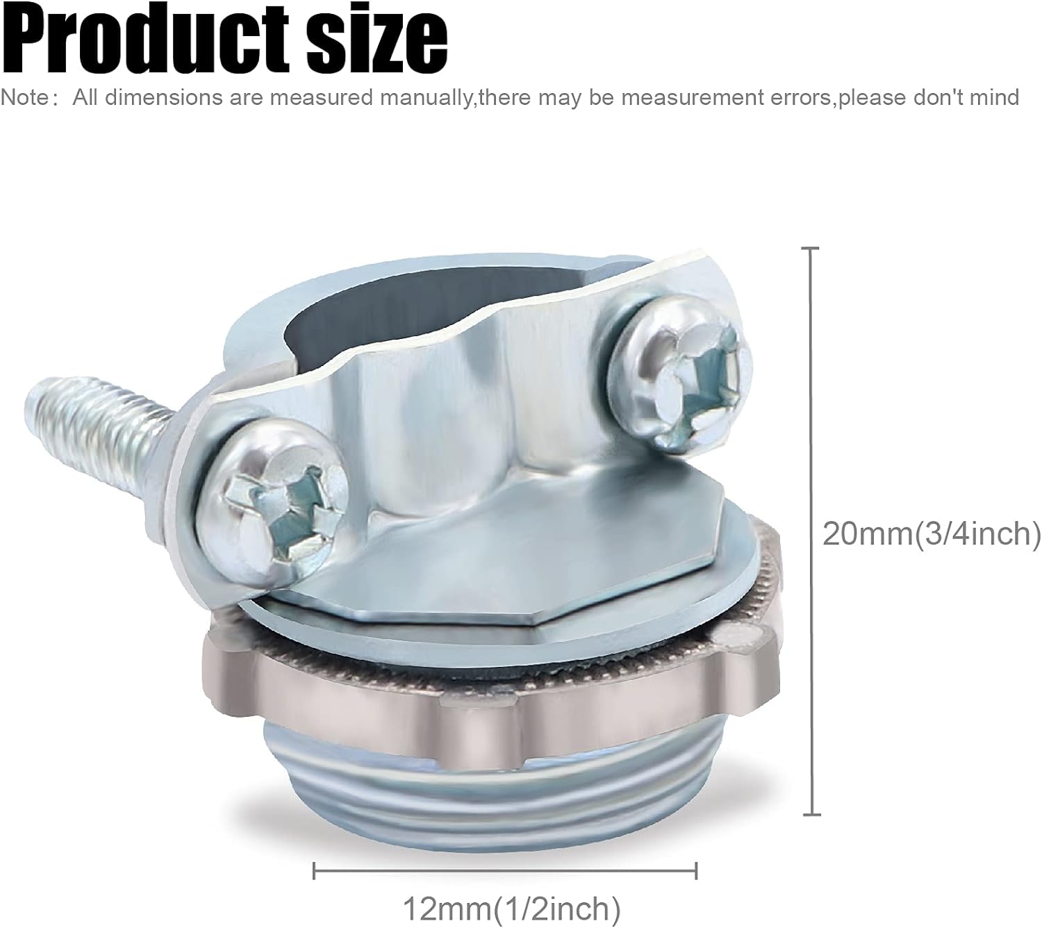 12pcs 1/2Inch Clamp Type Cable Connectors for Metallic Conduit Protect Cables Silver-Zinc - Image 6