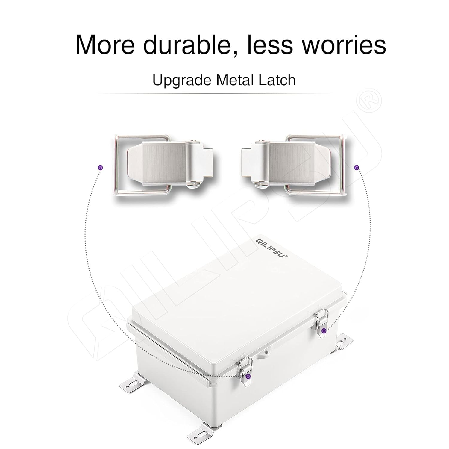 QILIPSU Waterproof Outdoor Junction Box, IP67 ABS Plastic Electrical Enclosure with Mounting Plate, Wall Brackets, Weatherproof Hinged Grey Cover for Projects (11.2"x7.7"x5.1") - Image 5