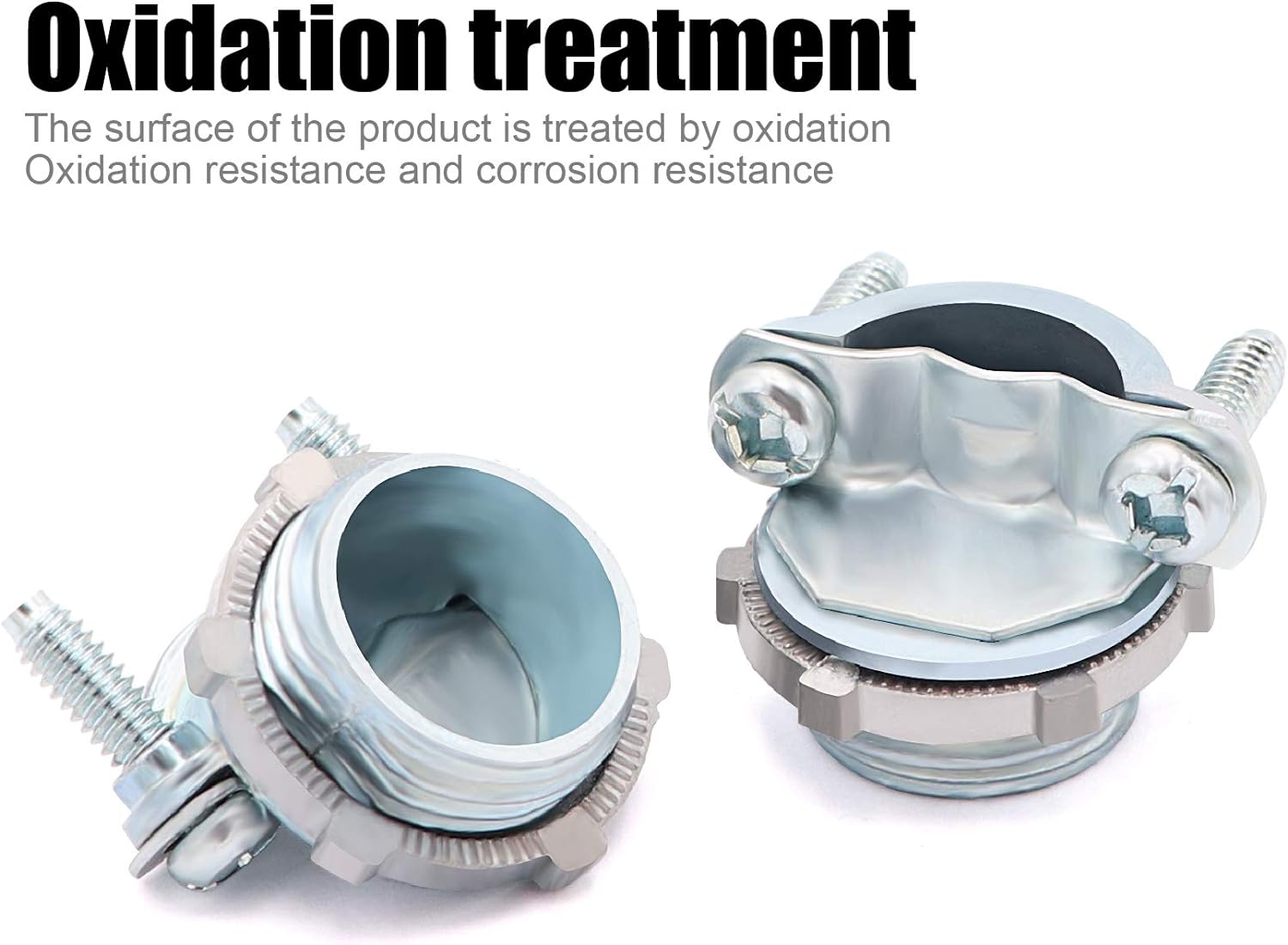 12pcs 1/2Inch Clamp Type Cable Connectors for Metallic Conduit Protect Cables Silver-Zinc - Image 2