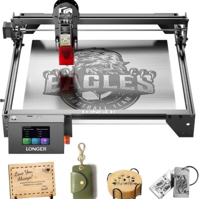 Longer RAY5 High Accuracy Cutting and Engraving, 10W Laser Engraver 0.06 * 0.06mm Spot, 3.5" Touch Screen, Multiple Machines Control, DIY Marking for Wood and Metal 15.7"x15.7" Working Area