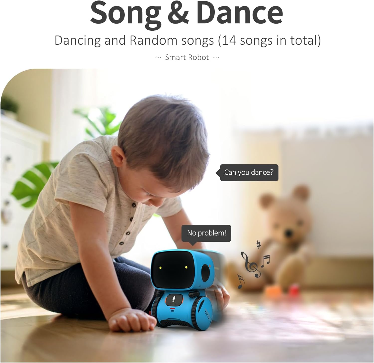 GILOBABY Kids Robot Toys, Interactive Robot Companion Smart Talking Robot with Voice Control Touch Sensor, Dancing, Singing, Recording, Repeat, Birthday Gifts for Boys Ages 3+ Years (Blue) - Image 7