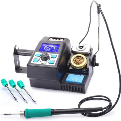 YIHUA 982 Precision Soldering Iron Station Kit with LCD Display, 3 Soldering Tips C245 Cartridge Compatible, Solder Dispenser and 4 Memory Channels, Auto Shutdown, Rapid Heating for Micro Soldering