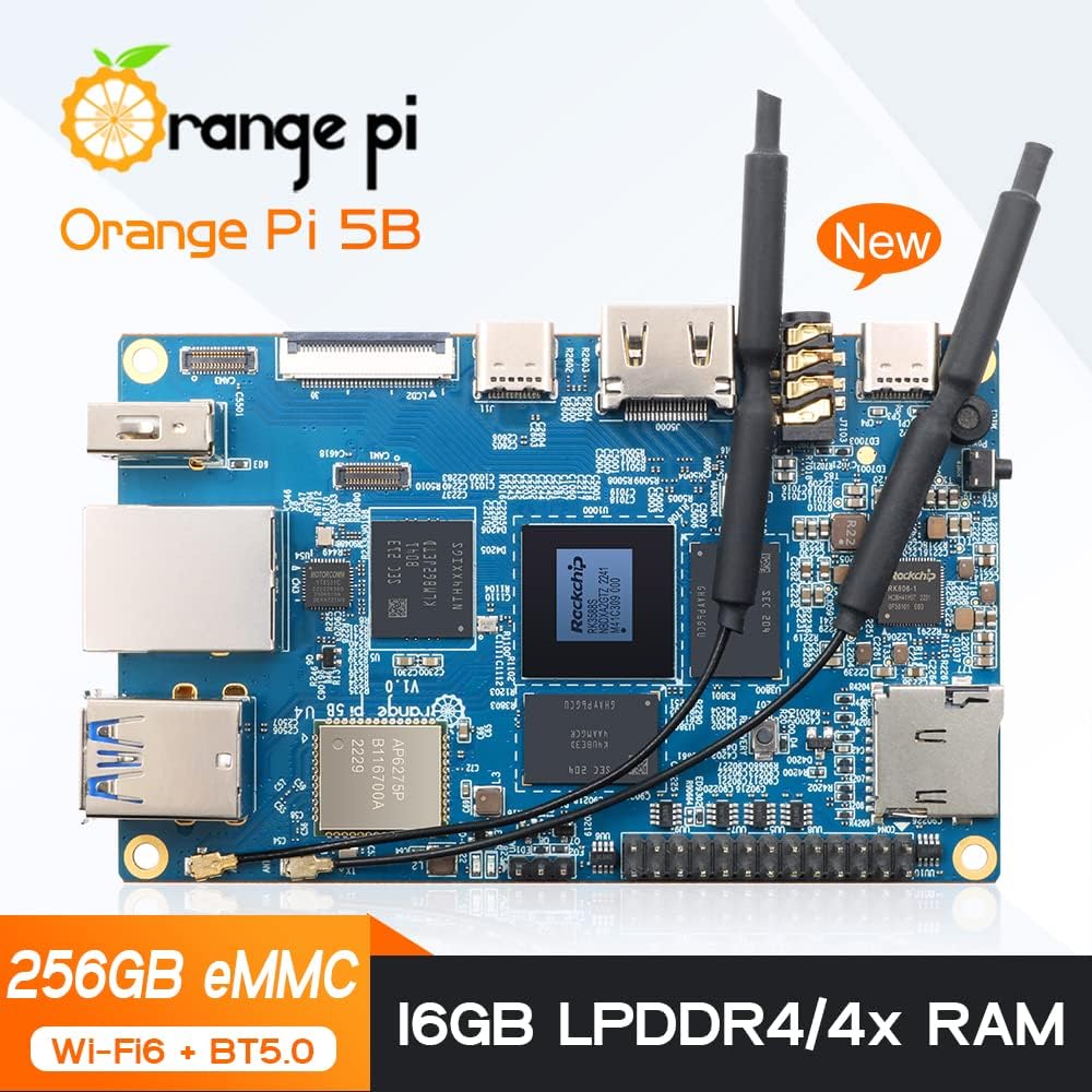 5B 16GB Rockchip RK3588S with 256GB eMMC 8 Core 64 Bit WiFi6,BT5.0 Single Board Computer, 2.4GHz Frequency Open Source Board Run Orange Pi OS,Android,Debian(Pi 5B 16G256G+5V4A TypeC Supply) - Image 7