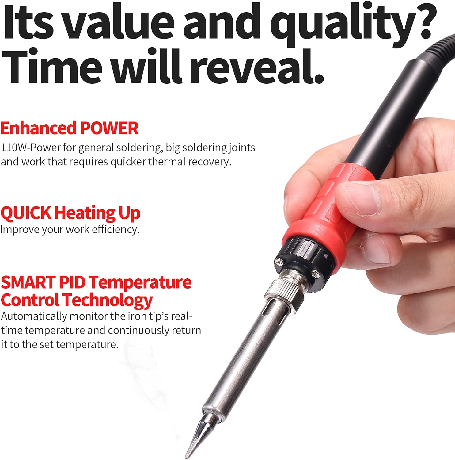 YIHUA 926 III 110W Soldering Iron Station Kit with LED Display, 2 Helping Hands, 3 Extra Iron Tips, 35g Lead-Free Solder, Solder Sucker, S/S Tweezers, °C/°F Conversion, Calibration & Sleep Features - Image 2