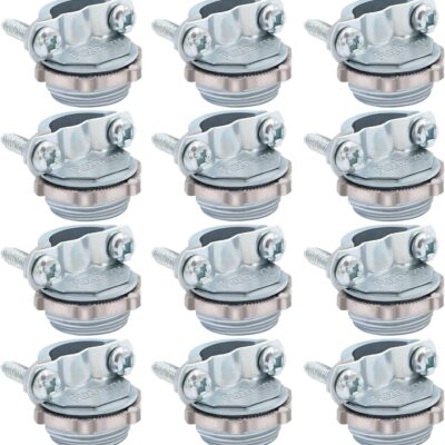 12pcs 1/2Inch Clamp Type Cable Connectors for Metallic Conduit Protect Cables Silver-Zinc