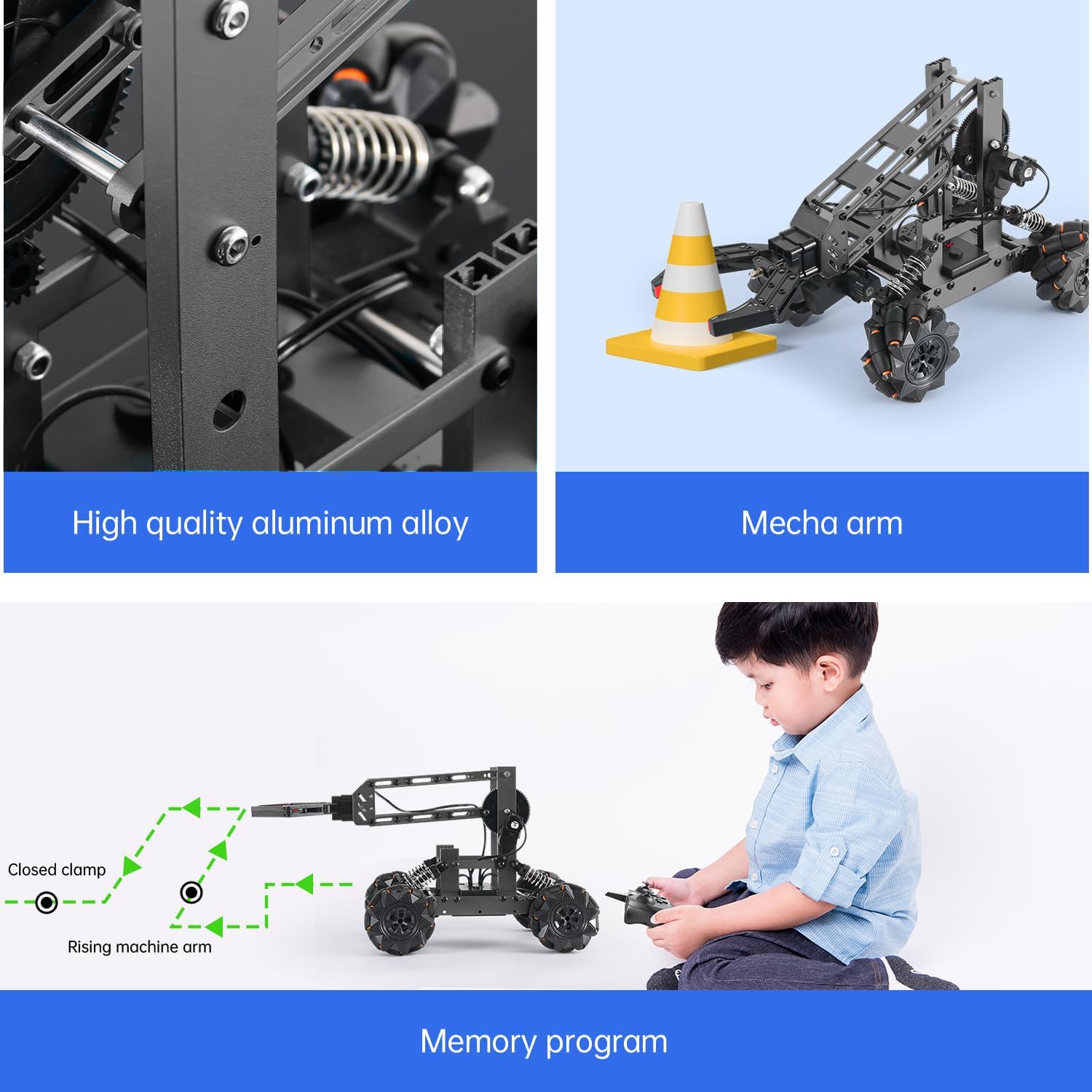 Smart Robot Arm Kit,2-in 1 Science Kits with 4-DOF Robotic Car,Electronic Programming DIY Toy for Kids Ages 8+,Promotes STEM Interest in Science,Technology,Best Birthday Gifts for Boys/Girls. - Image 2
