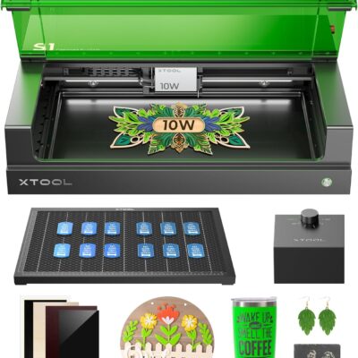 xTool S1 10w Laser Engraver, Acrylic Laser Cutter Machine with Air Assist for Laser Cutter, Laser Cutter Machine with xTool Laser Engraver Enclosure, Wood Engraving Machine, Class 1 Laser Machine