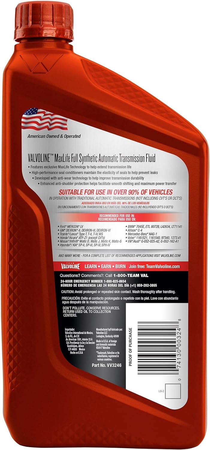 Valvoline Multi-Vehicle (ATF) Full Synthetic Automatic Transmission Fluid 1 QT - Image 2