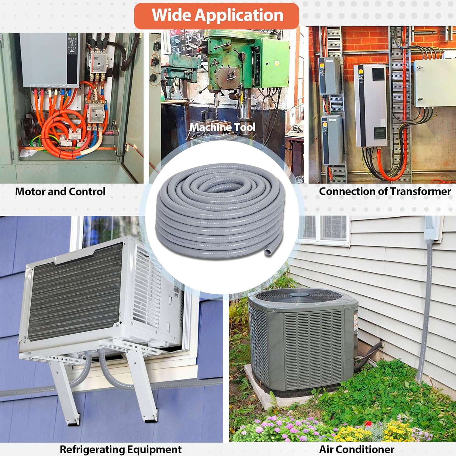 Liquid-Tight Conduit 3/4 25ft, Electrical Conduits w/UL Certification, Flexible Conduit with 5 Straight and 5 90-Degree Conduit Connector Fittings - Image 7