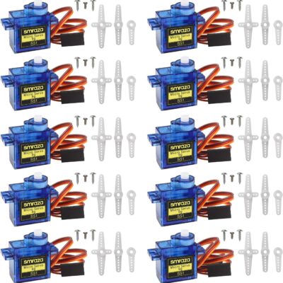 10 Pcs SG90 9G Micro Servo Metal Geared Motor Kit for RC Robot Arm/Hand/Control with Cable, Mini Servos for Arduino Project (10)