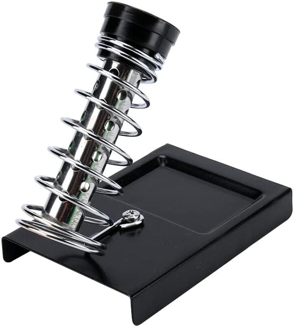 Soldering Iron Holder,Soldering Iron Stand Spring Holders Support Solder with Brass Wool Soldering Tip Cleaner and Cleaning Sponge, Black, Medium - Image 3