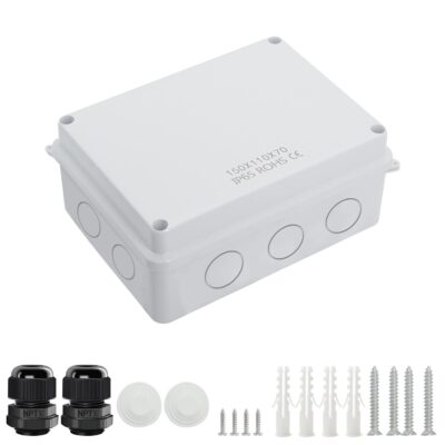 LeMotech Junction Box with Reserved Holes ABS Plastic Electrical Box IP65 Waterproof Dustproof Project Enclosure for Electronics White 5.9 x 4.3 x 2.8 inch