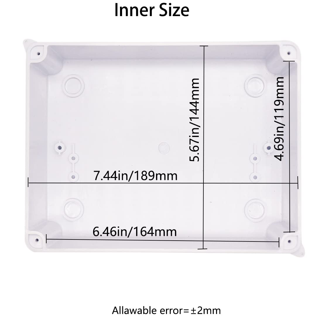 Junction Box, Zulkit Project Box with Reserved Holes IP65 Waterproof Dustproof Electrical Box ABS Plastic Project Enclosure White 7.9 x 6.1 x 3.1 Inch - Image 3