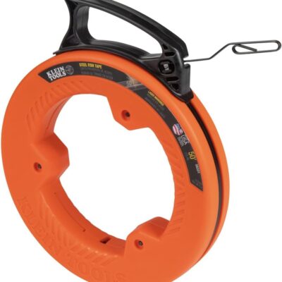Klein Tools 56331 Electrical Fish Tape, Steel Wire Puller with Double Loop Tip, Optimized Housing and Handle, 1/8-Inch x 50-Foot