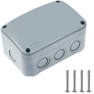 Outdoor Junction Box,Nineleaf IP66 Weatherproof Electrical Project Boxes PVC/ABS Plastic Enclosure Box Universal Watertight 4.9 x 3.3 x 2.3 inch (125x86x62mm), Fit With 20mm Cable Gland Grey