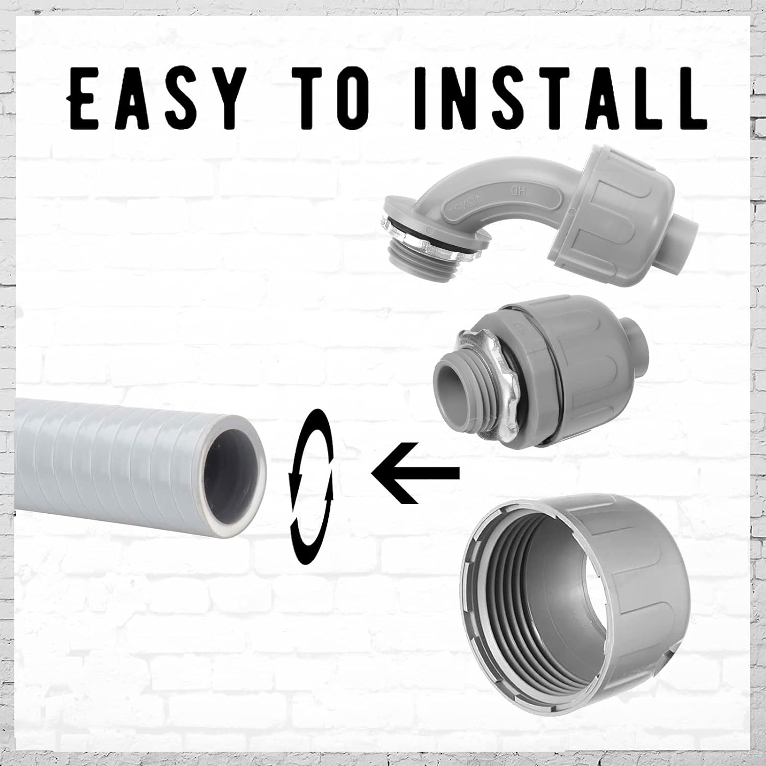 1/2" Liquid Tight Connector Electrical Conduit Connector 90 Degree and 180 Degree PVC Flexible Conduit Connector Fitting for Home Kitchen Bathroom Tube Tool Supplies (10 Pcs) - Image 5