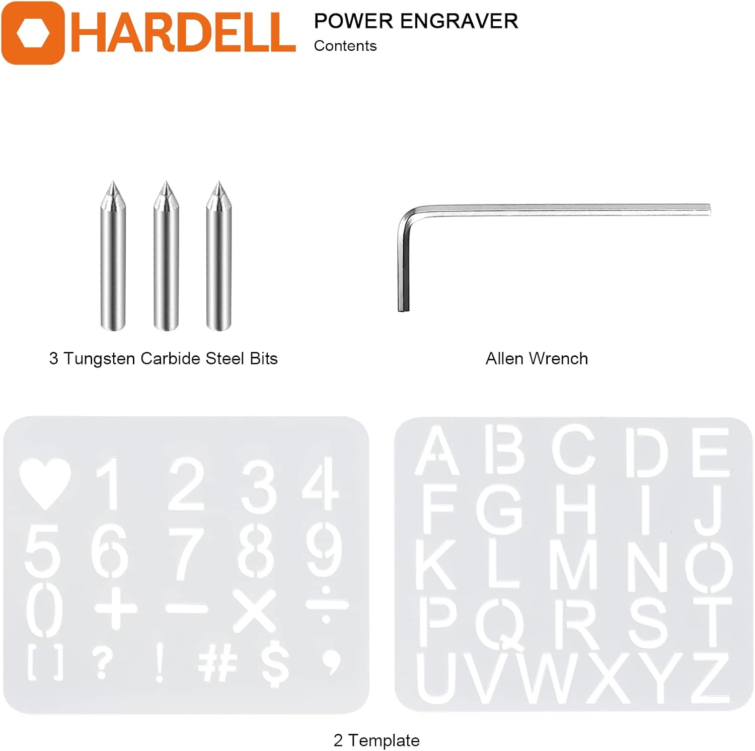 HARDELL 24W Engraver Pen, 5 Speed Engraving Tool with Letter/Number Stencil, Soft Handle Engraver Tool with Tungsten Carbide Steel Bits for Metal, Stone, Wood, Leather, Glass, PVC Pipe, DIY Crafts - Image 8