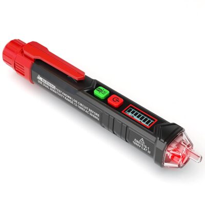 SABER Voltage Tester/Non-Contact Voltage Tester with Dual Range AC 12V-1000V/48V-1000V, Live/Null Wire Tester, Electrical Tester with LCD Display, Buzzer Alarm, Wire Breakpoint Finder-HT100 (Red)