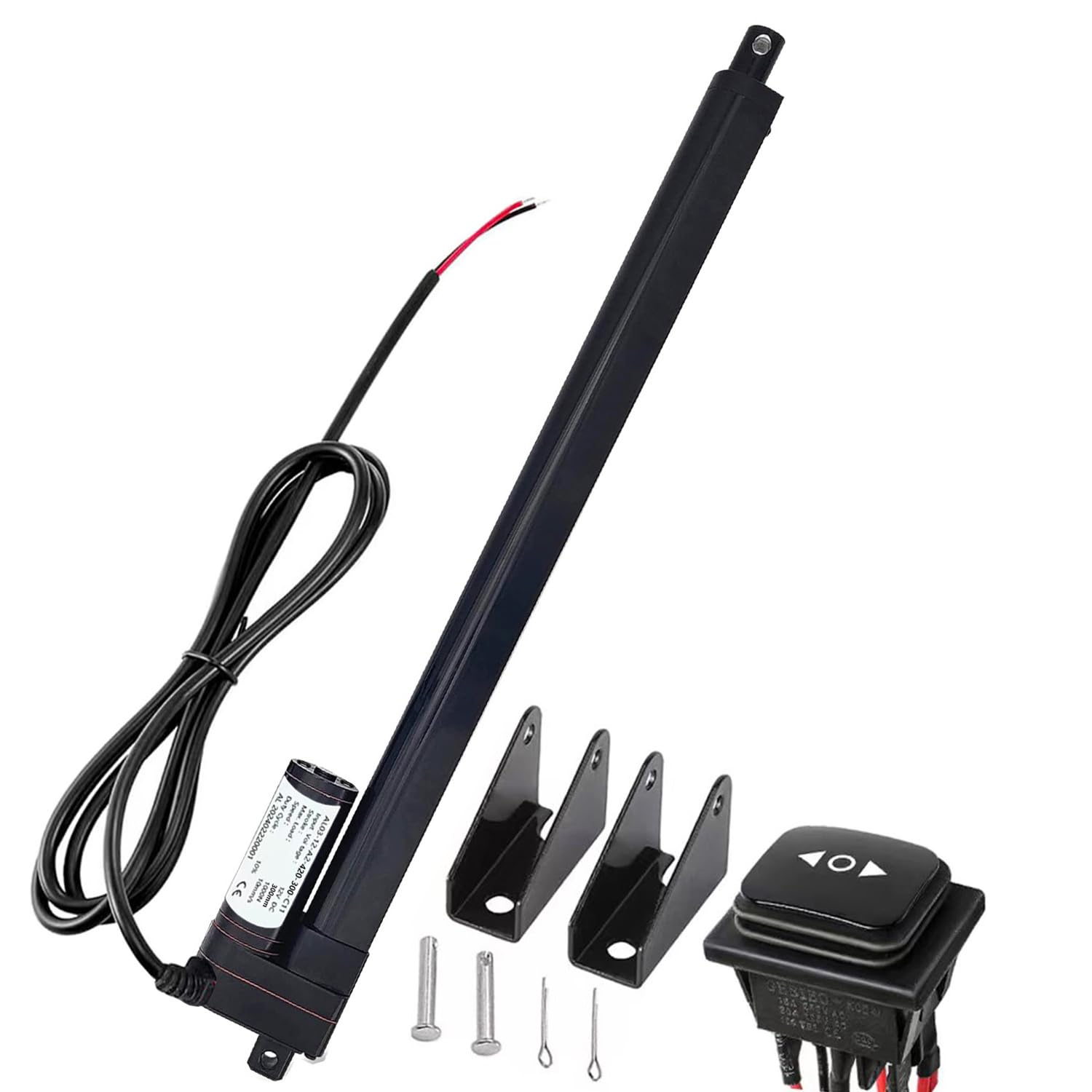 URANT 12 Inch Linear Actuator, 1000N High Speed 10mm/s Heavy Duty 12V Linear Actuator, Instantaneous Waterproof Switch with Mounting Bracket, for Automotive (300mm)