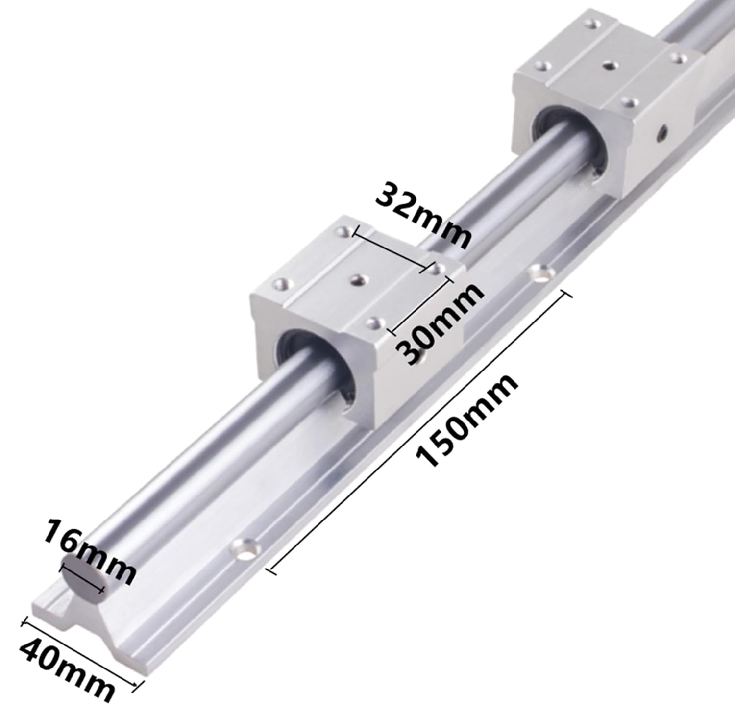 2Pcs SBR16-2000mm Linear Rail Guide + 4Pcs SBR16UU Square Type Slide Bearing Block, 16mm Linear Rail overall Length 78.7 inch/2000mm for Fully Supported Linear Rail - Image 6