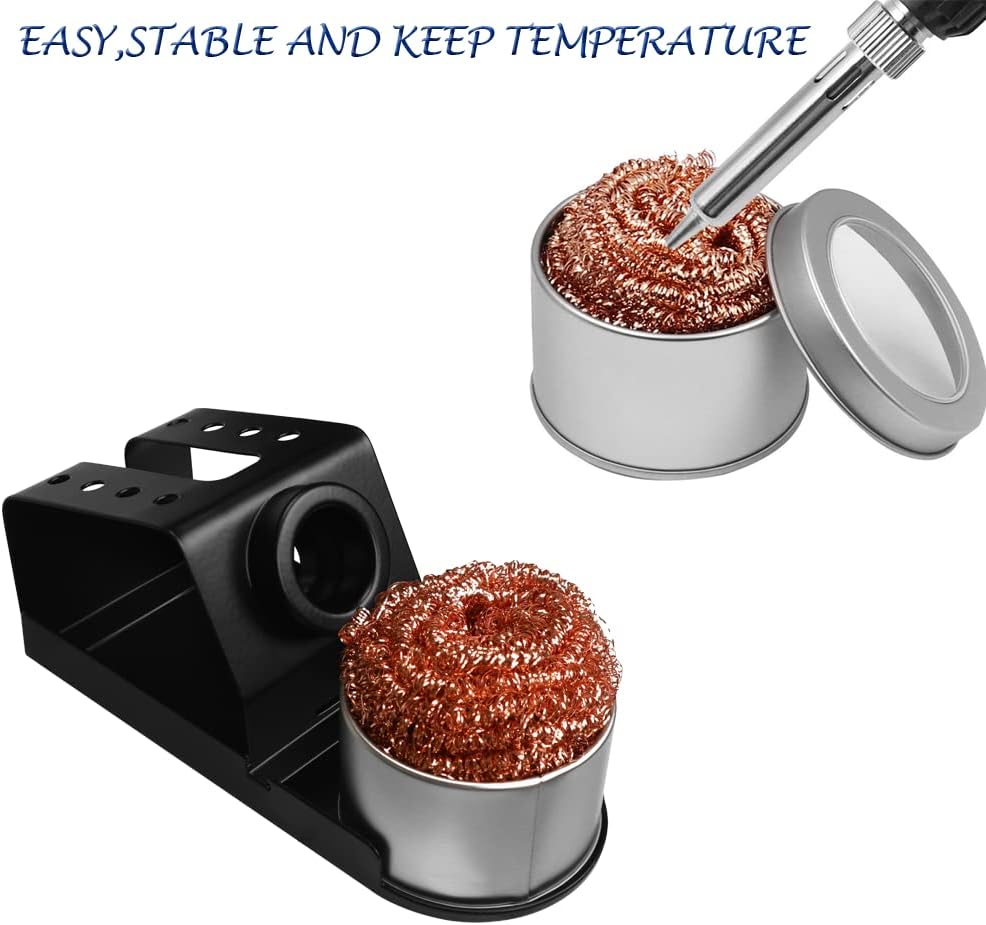 Soldering Iron Holder with Brass Coil Solder Tip Cleaner, Soft Coiled Brass Tip Cleaner Kit, No Water Needed for Cleaning Soldering Irons and Tips - Image 6