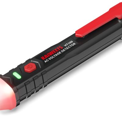 KAIWEETS Voltage Tester/Non-Contact Voltage Tester AC 50V-1000V, Live/Null Wire Tester, Electrical Tester with Buzzer Alarm, Wire Breakpoint Finder-VT100 (Red)