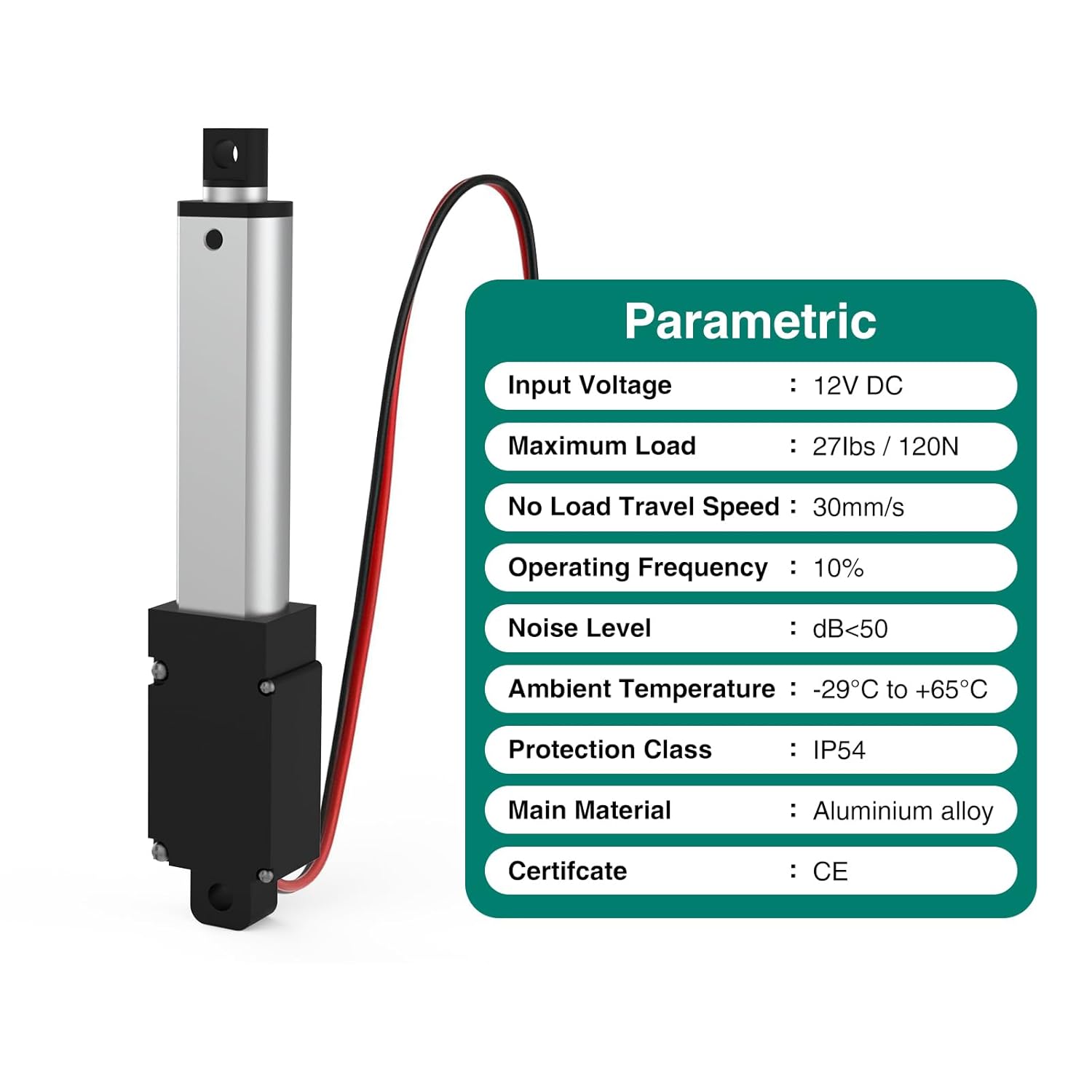 Stroke 100mm 120N 4 Inch Mini Linear Actuator 12V Force 28lbs Electric Linear Motion Actuators High Speed 4mm/sec for Robotics,Home Automation with Mounting Brackets - Image 3
