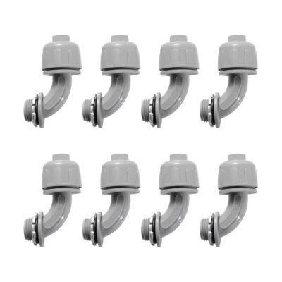 1/2-Inch Liquid Tight Connector 90-Degree, for PVC Electrical Flexible Conduit Fittings NPT Non-Metallic Connectors, for Home Outdoor Tubes Tools, UL Listed, Grey, 8-Pack