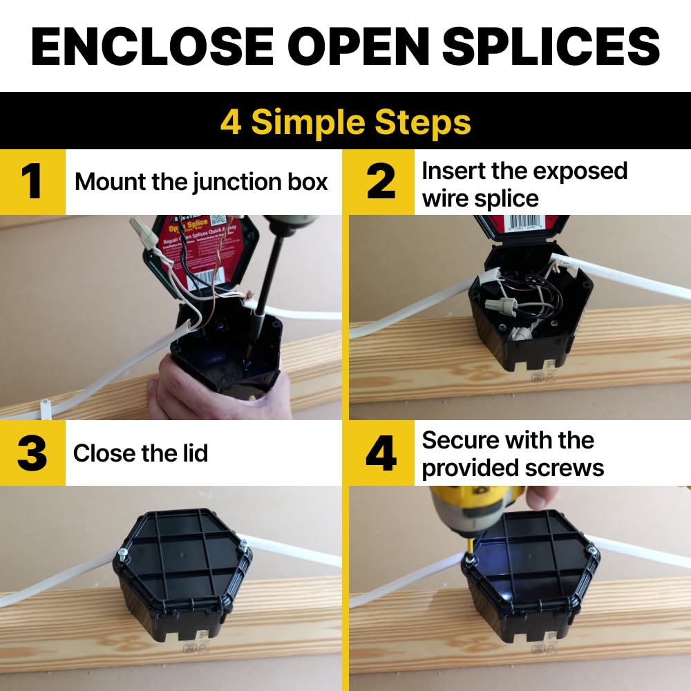 Rack-A-Tiers Open Splice Junction Box (Single), One-Piece Junction Box Splice Box. Repair Open Splices, 5 Second Installation Splice Box, Electrical Junction Box, Wire Junction Box (JB400) - Image 3