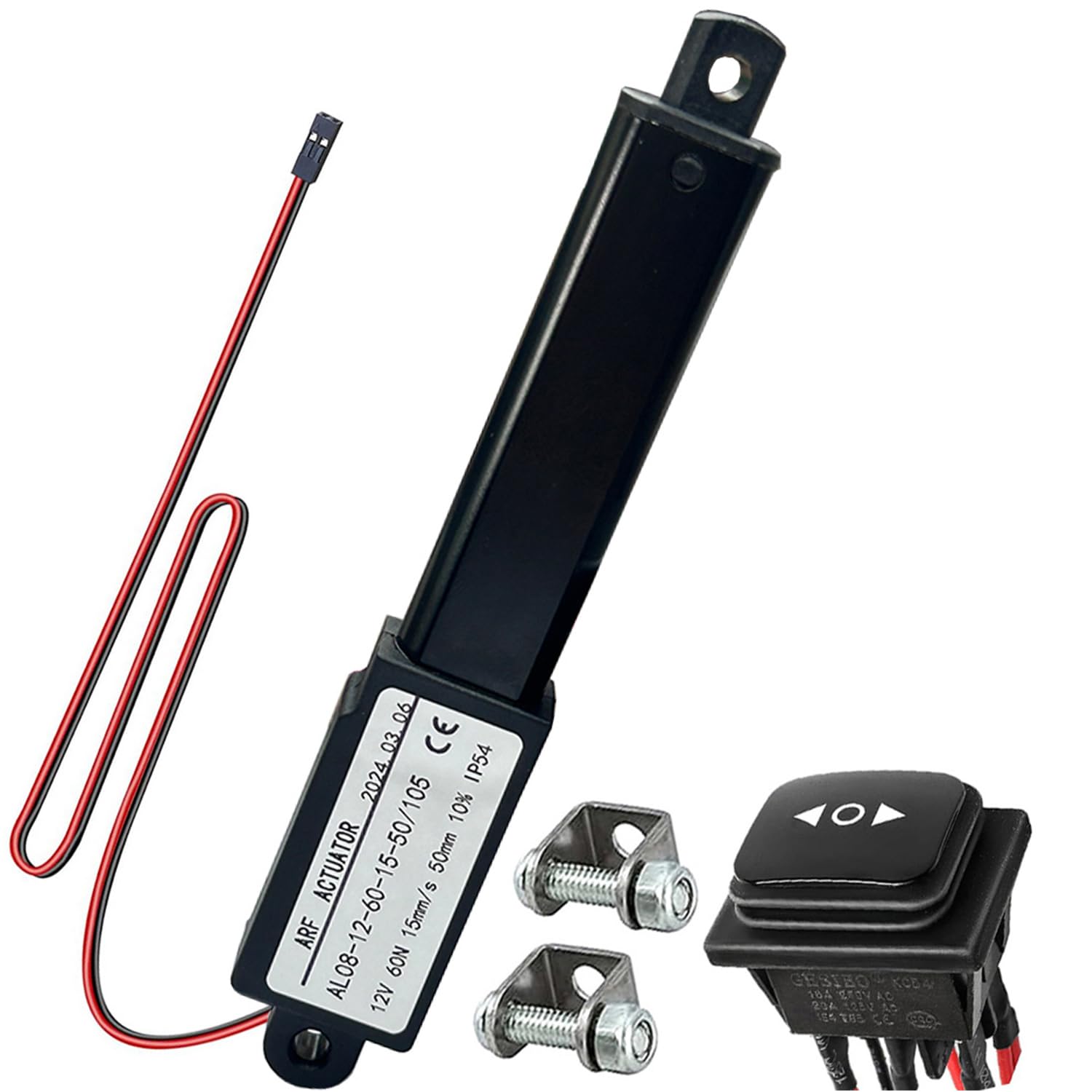 URANT Mini 12V 2 "Stroke Electric Linear Actuator, 60N(13.4Lbs), Speed 15mm/s Linear Motion Actuator, Waterproof Linear Actuator with Waterproof Switch and Bracket, for Window Ppener, Robot (50mm)