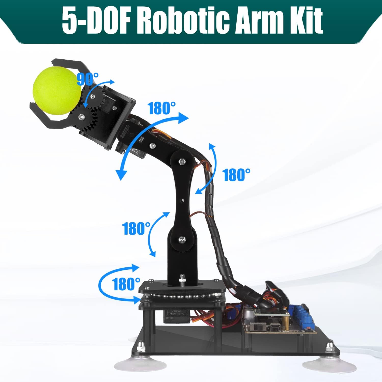 Adeept 5-DOF Robotic Arm Kit Compatible with Arduino IDE, Programmable DIY Coding STEM Educational 5 Axis Robot Arm with OLED Display Processing Code and Tutorials - Wooden - Image 8