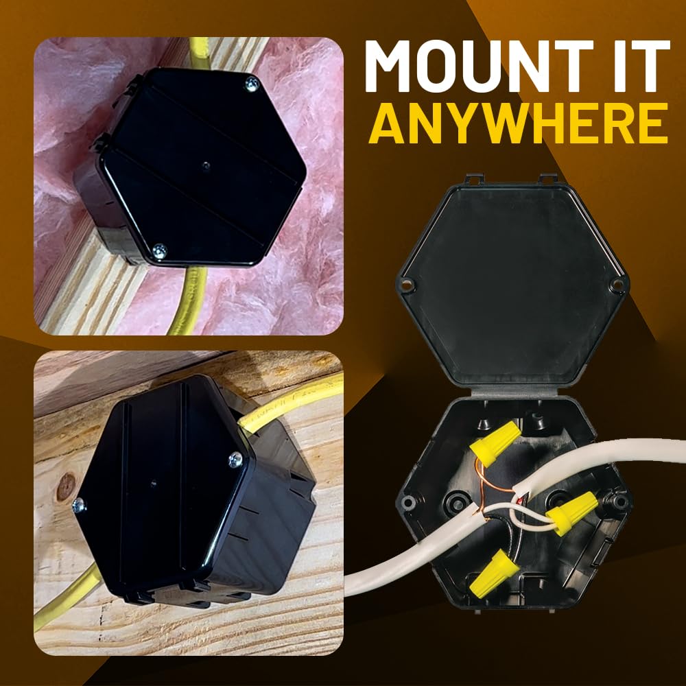 Rack-A-Tiers Open Splice Junction Box (Single), One-Piece Junction Box Splice Box. Repair Open Splices, 5 Second Installation Splice Box, Electrical Junction Box, Wire Junction Box (JB400) - Image 4