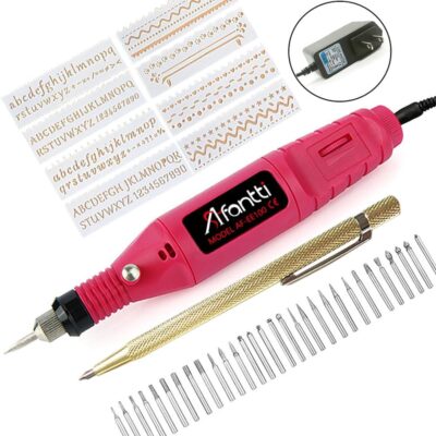 Corded Electric Engraver Pen Tool Mini DIY Engraving Machine Kit for Metal Plastic with | Scriber | 30 Bits | 8 Stencils |