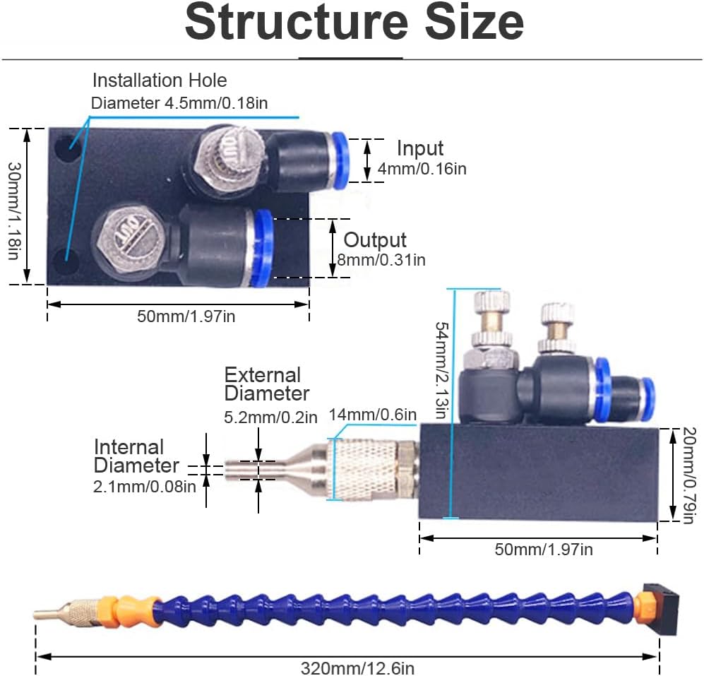OriGlam Mist Coolant Lubrication Spray System for Metal Cutting Engraving Cooling Sprayer Machine for Air Pipe CNC Lathe Milling Drill - Image 6