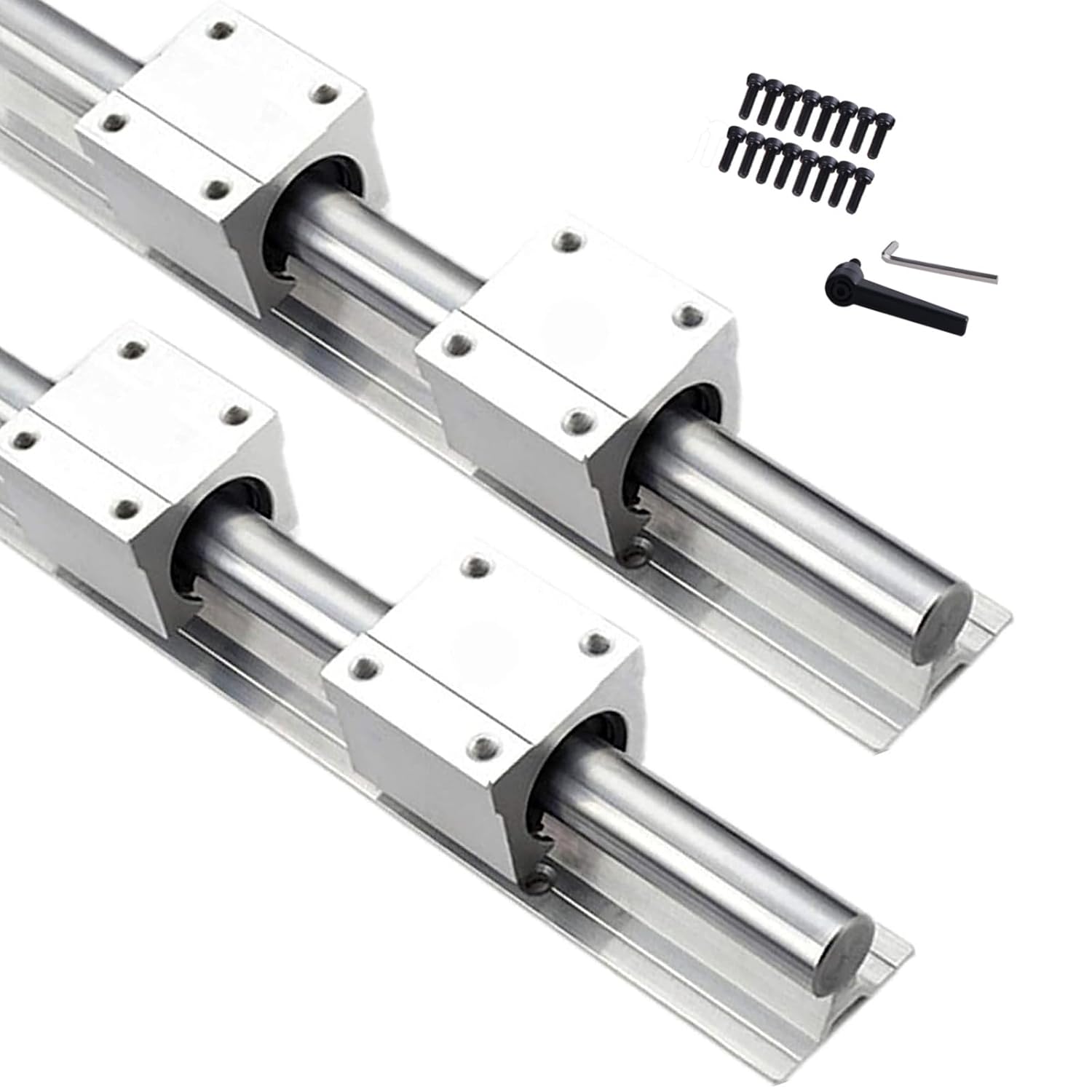 2Pcs SBR16-2000mm Linear Rail Guide + 4Pcs SBR16UU Square Type Slide Bearing Block, 16mm Linear Rail overall Length 78.7 inch/2000mm for Fully Supported Linear Rail