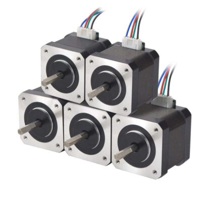 STEPPERONLINE 5PCS Nema 17 Stepper Motor 1.5A 12V 45Ncm (63.74oz.in) 4-lead 39mm Body W/ 1m Cable and Connector for DIY CNC/ 3D Printer/Extruder