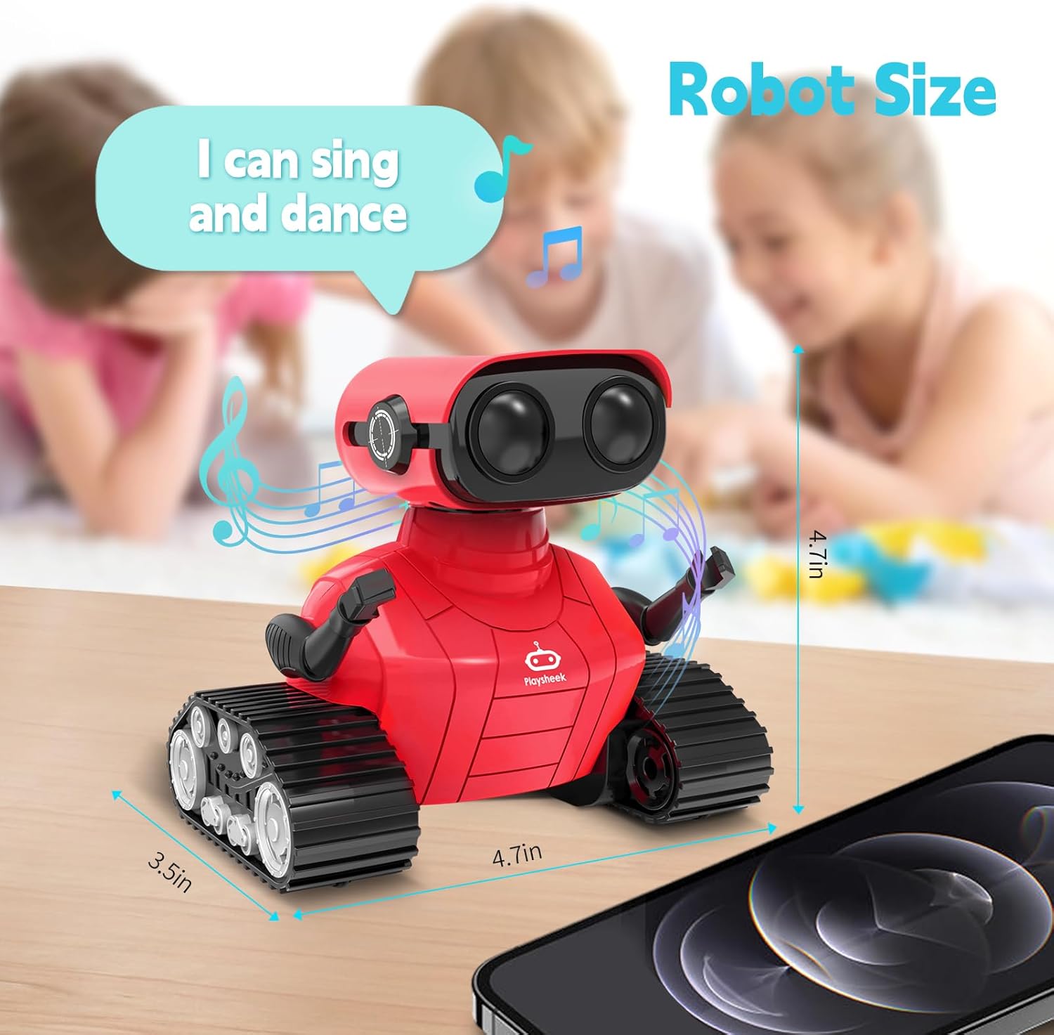 Robot Toys Remote Control Robot Toy Rechargeable Emo Robot with Auto-Demonstration Kids Robot RC Robot for Kids Smart Robot Gift for Children Age 3 Years and Up Red - Image 5