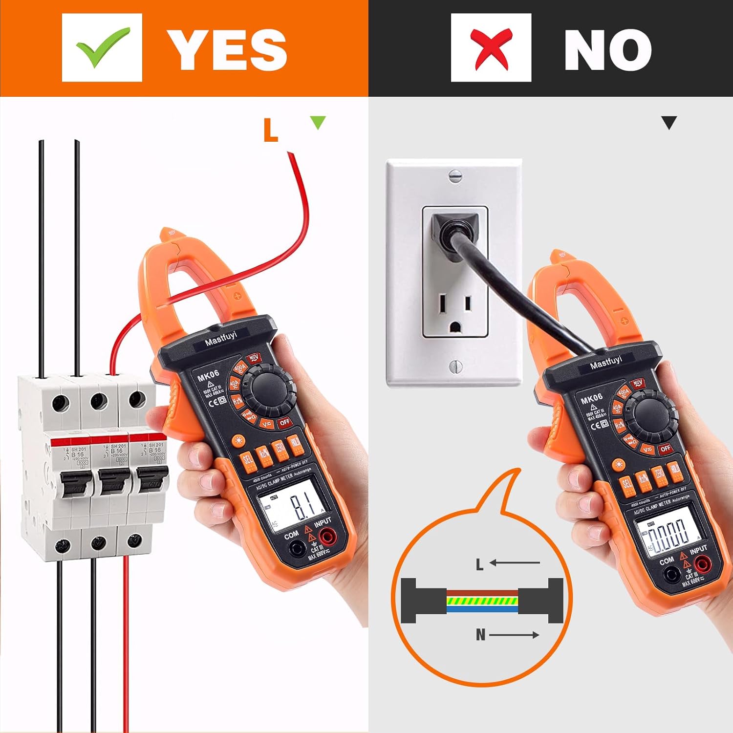 Clamp Meter Digital, AC/DC Current, Electrical Tester Digital, True RMS 4000 Counts, Auto-Ranging Measures AC/DC Voltage, Continuity, Frequency, Capacitance, Resistance, Duty-Cycle, Diodes - Image 7