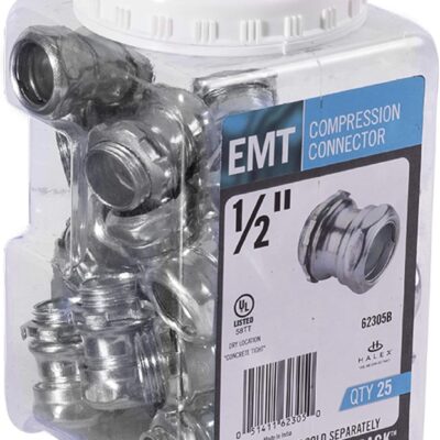 Halex – 1/2 Inch Electrical Metallic Tube Compression Connector– 62305B – 25 Per Pack