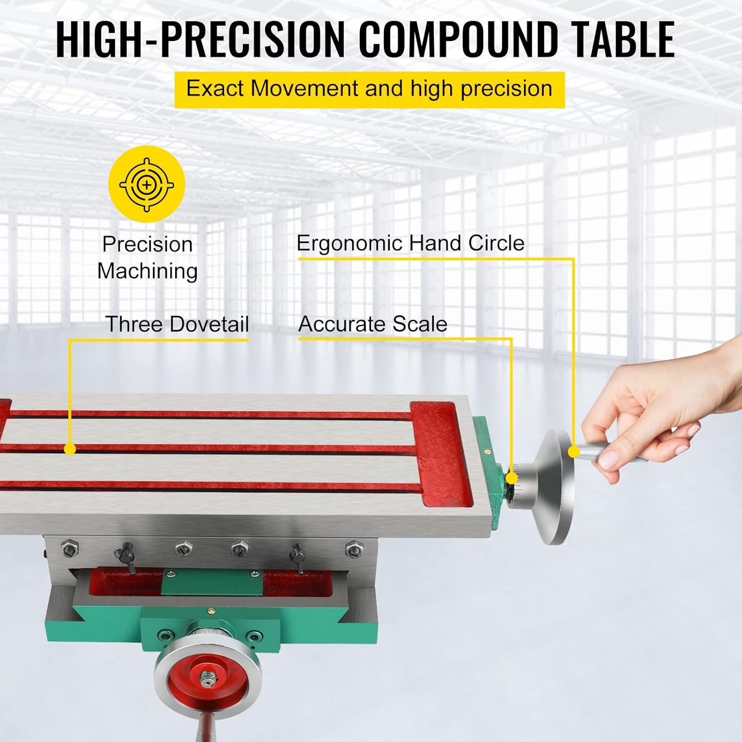 Mophorn Milling Working Table 17.7 X 6.7 Inch, Compound Milling Machine Work Table 2 Axis 4 Ways Move, Multifunction Milling Working Table Heavy-duty Structure,for Milling and Drilling Machine - Image 3
