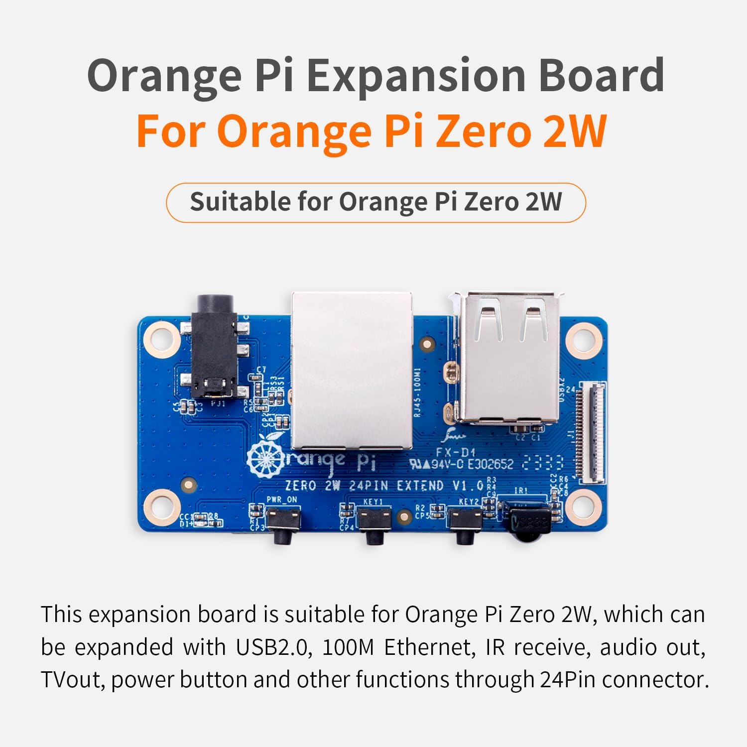 Orange Pi Zero 2W Expansion Board, 24Pin Connector Interface Board for OPi Zero 2W Development Mini PC Board Single Board Computer (Zero 2W EB) - Image 2