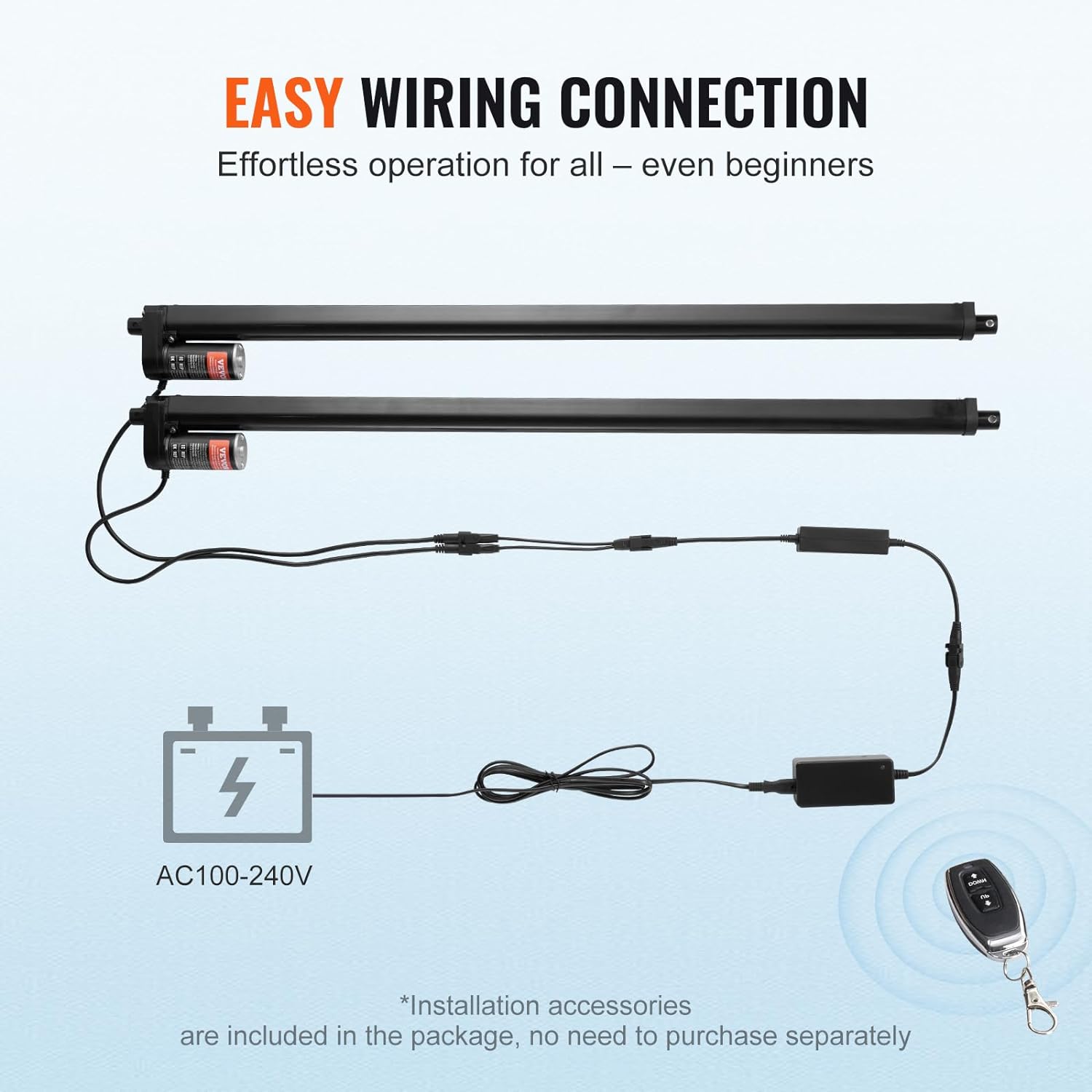 VEVOR 2PCS Linear Actuator Kit, 30 Inch High Speed 0.35"/s Linear Motion Actuator 110V, 220lbs/1000N Linear Actuator for TV/Table/Sofa Lifting, IP54 Protection - Wireless Remote Control Included - Image 6