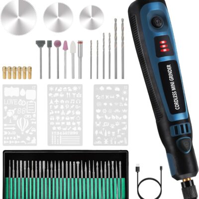 WIOR USB Rechargeable Engraving Pen with 41 Bits and 19 Stencils, Mini Electric Engraver Cordless Rotary Tool Accessories Kit for DIY Polishing Carving Jewelry Metal Plastic Wood Stone Glass Etching