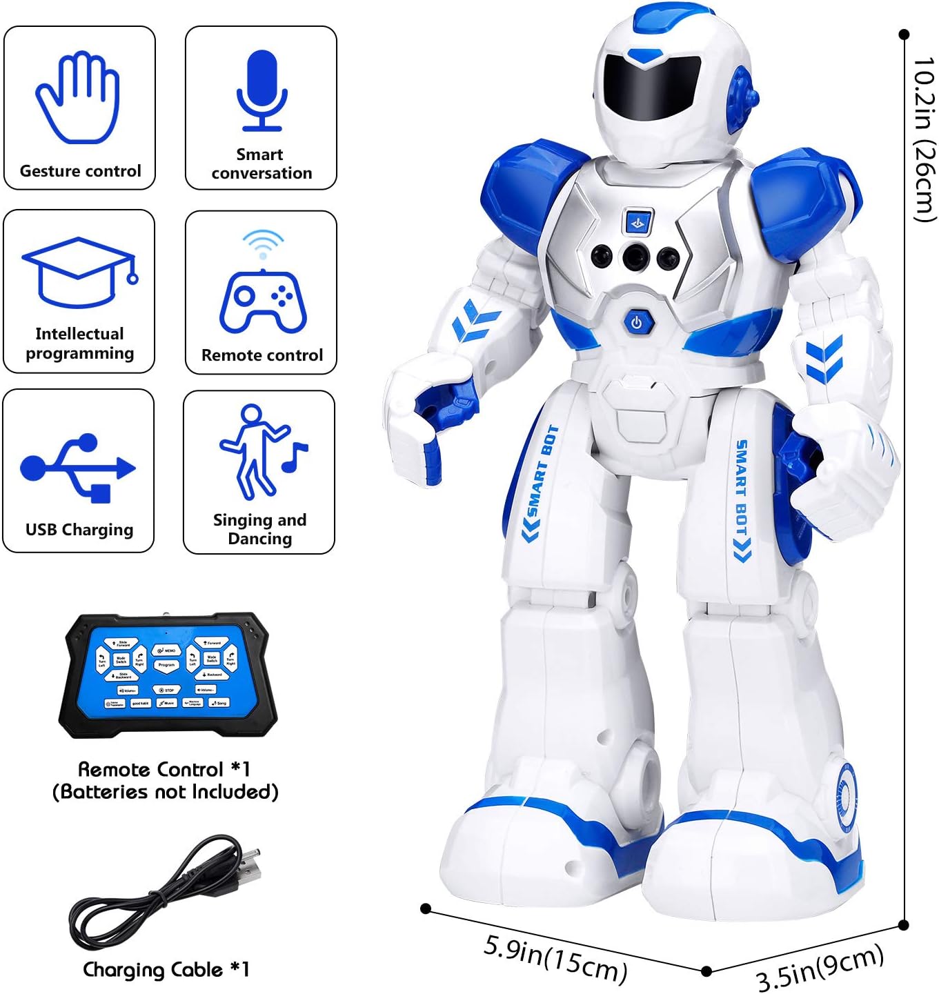 KingsDragon Robots Toy for Kids, RC Gesture Sensing Toy, Interactive Walking Singing Dancing Robot Birthday Presents for Boys Girls Age 6 7 8 9 Years Old - Image 6