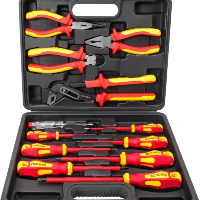 BILITOOLS Insulated Screwdriver & Pliers Set, 1000V Electrical Tools for Electrician Magnetic Phillips Slotted Pozidriv Tips