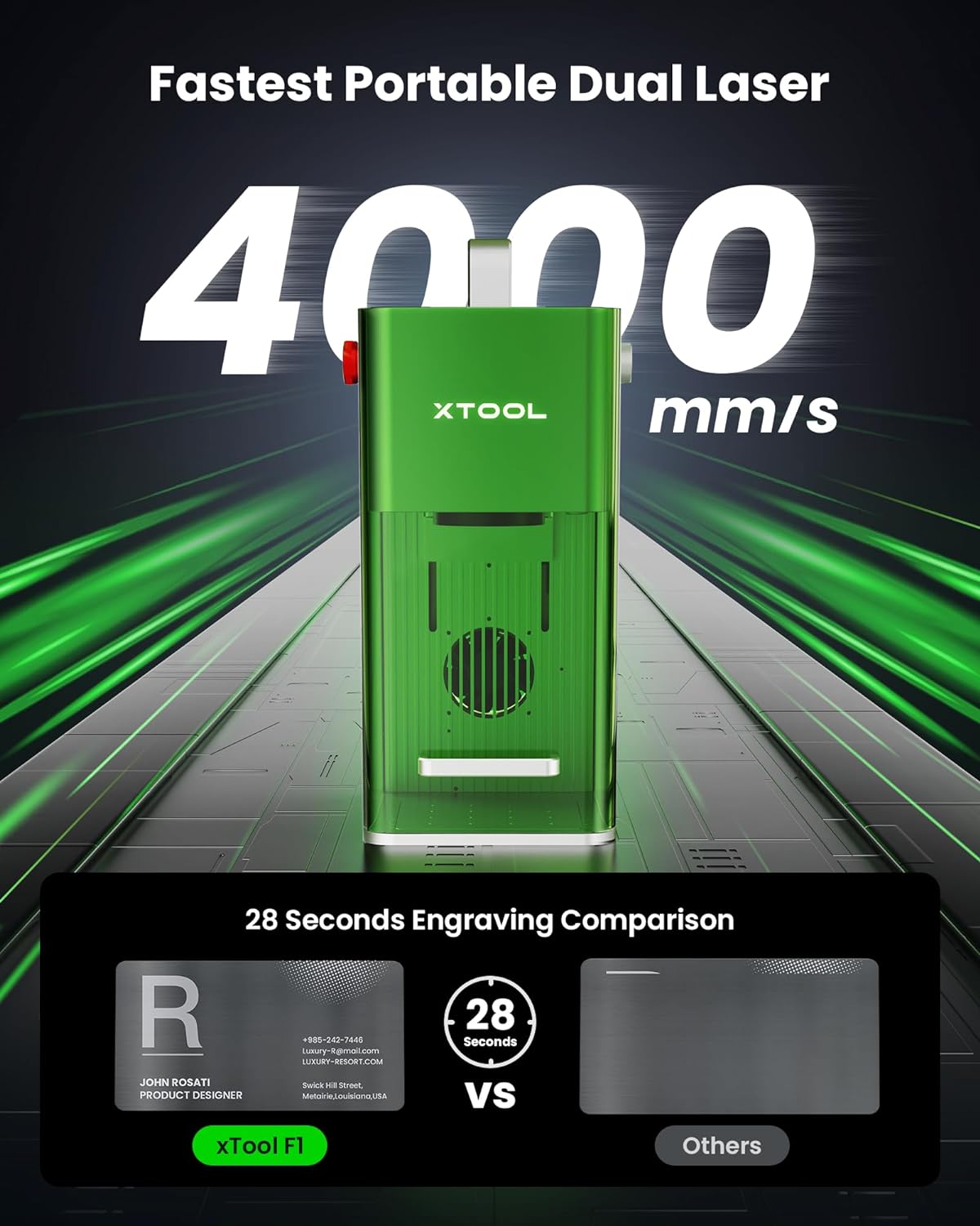 xTool F1 2-in-1 Dual Laser Engraver, Lightning Speed Portable Laser Engraving Machine, Ultra HD Fiber Laser Engraver for Jewelry, Metal, Wood, Leather - Image 2